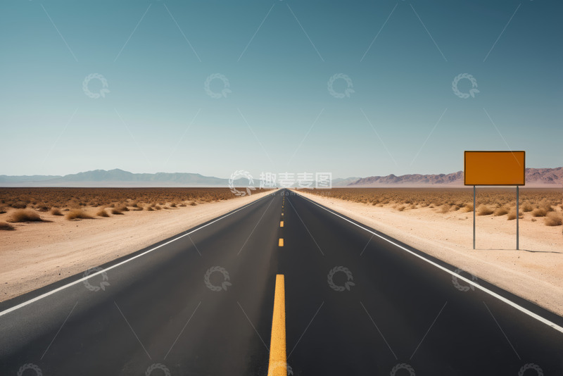 高清大图下载【趣麦麦图】沙漠中延伸的空旷高速公路