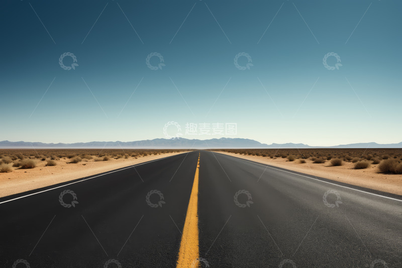 高清大图下载【趣麦麦图】沙漠中延伸的公路