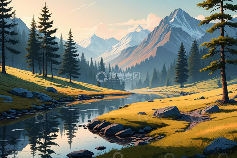 高清大图下载【趣麦麦图】山林间溪流自然风光