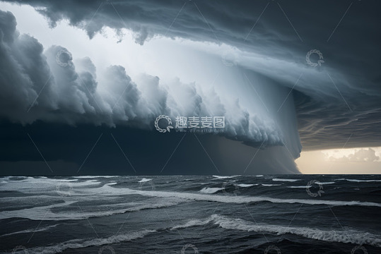 海上风暴乌云翻滚景象