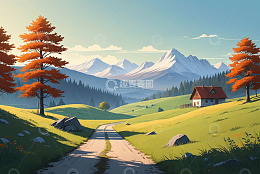 山间田园风光美景