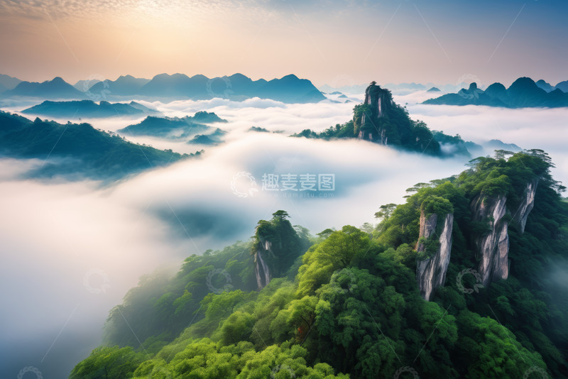 高清大图下载【趣麦麦图】山林云海自然风光全景