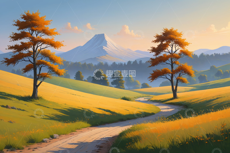 高清大图下载【趣麦麦图】秋日山间田野风景