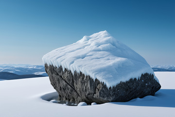 雪山中覆雪的巨石景观