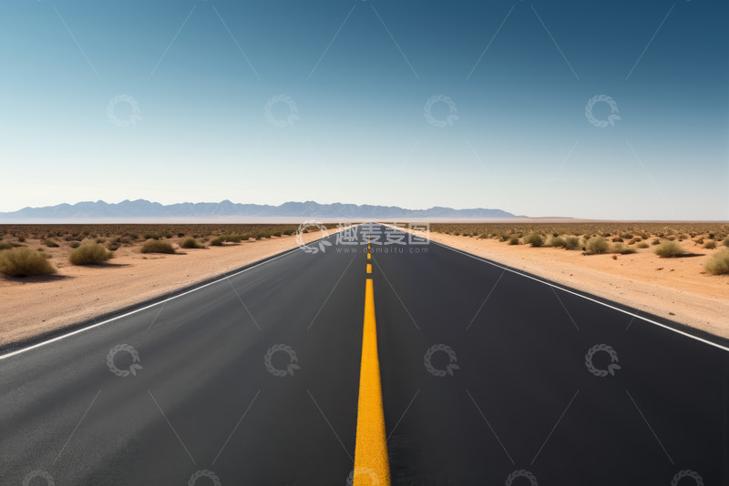 高清大图下载【趣麦麦图】沙漠中的笔直公路