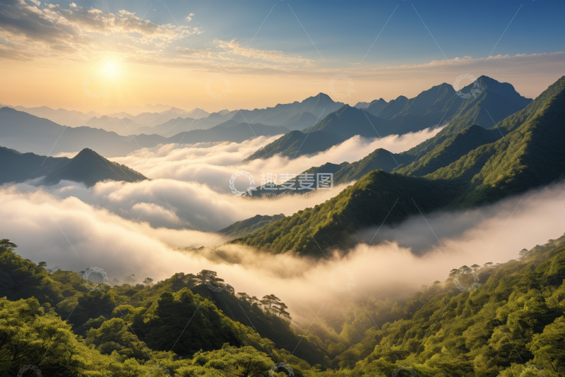 高清大图下载【趣麦麦图】山间日出云海自然风光