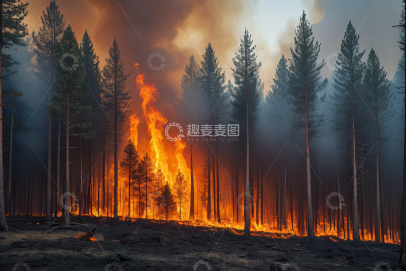 高清大图下载【趣麦麦图】森林野火燃烧场景