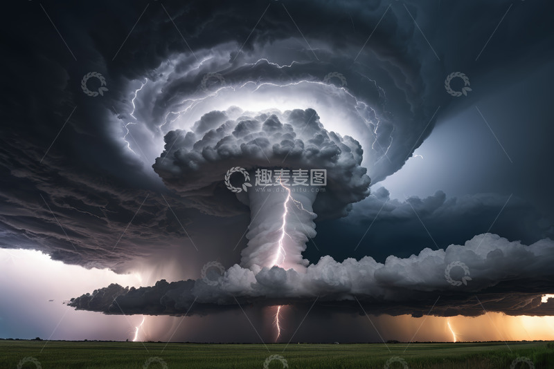 高清大图下载【趣麦麦图】雷暴天气下的壮观云层景象