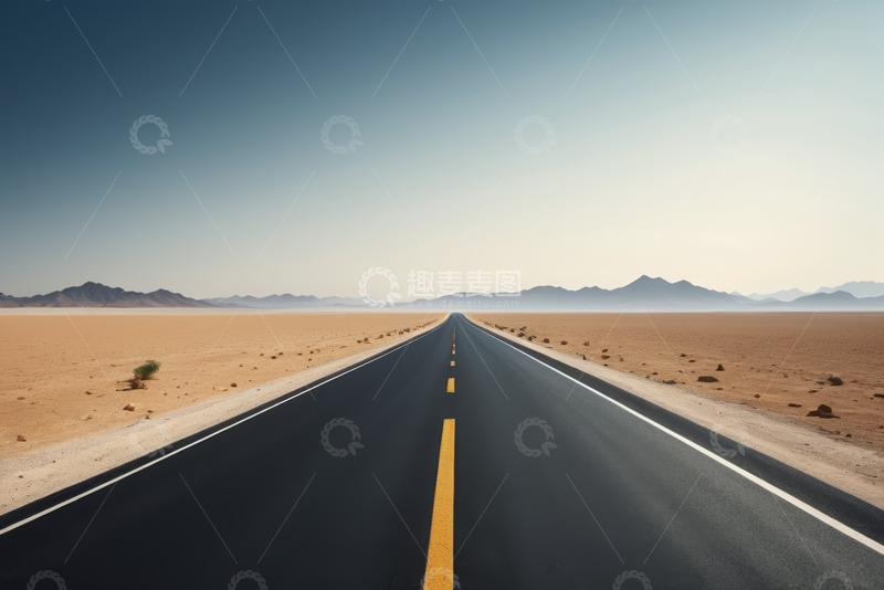 高清大图下载【趣麦麦图】沙漠中延伸的公路