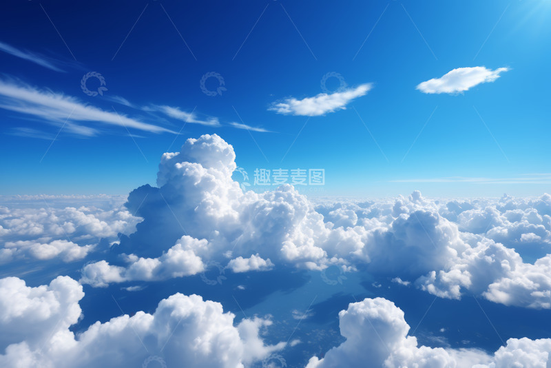 高清大图下载【趣麦麦图】高空视角蓝天白云景象