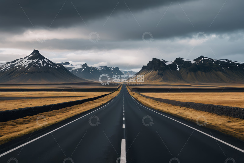 高清大图下载【趣麦麦图】冰岛户外空旷道路风景