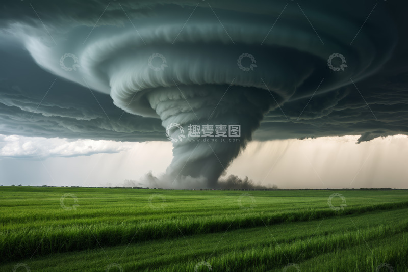 高清大图下载【趣麦麦图】田野上空的龙卷风自然景象