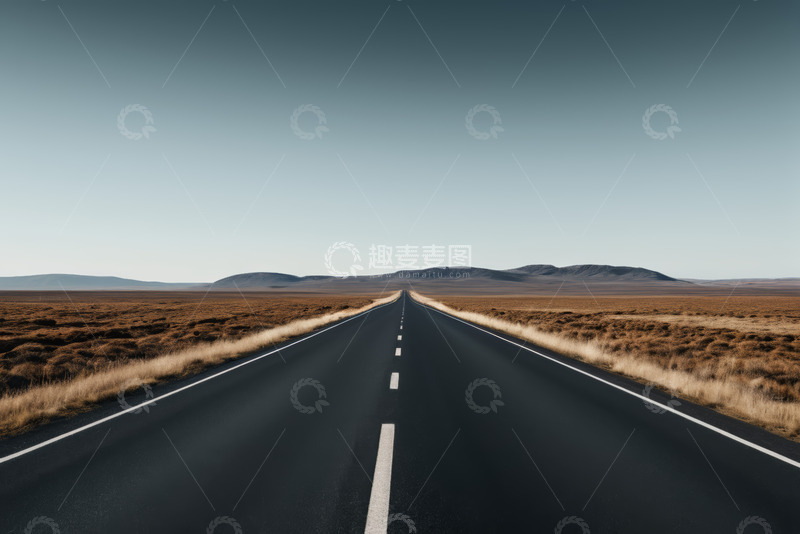 高清大图下载【趣麦麦图】旷野中的笔直公路