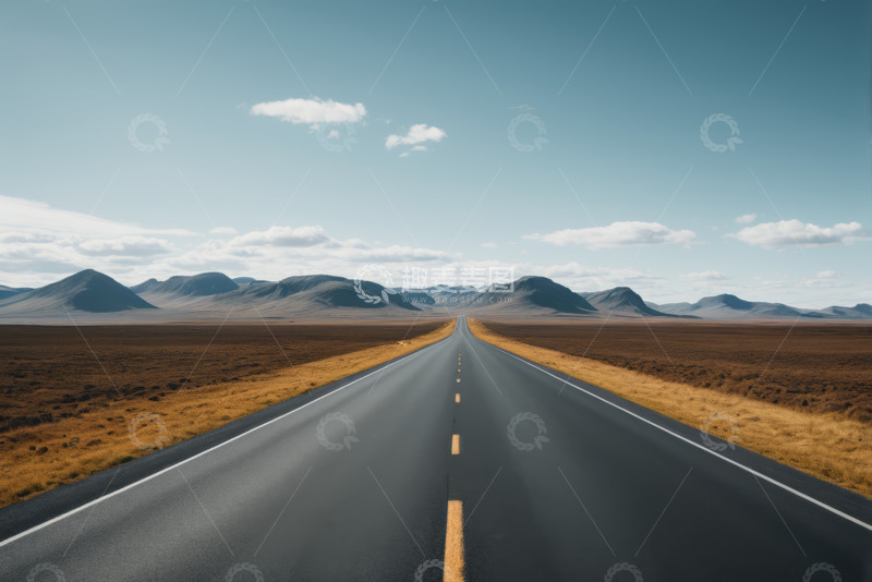 高清大图下载【趣麦麦图】旷野中延伸的公路