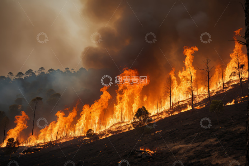 高清大图下载【趣麦麦图】山林火灾熊熊燃烧景象