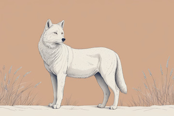 站立的白色狼插画