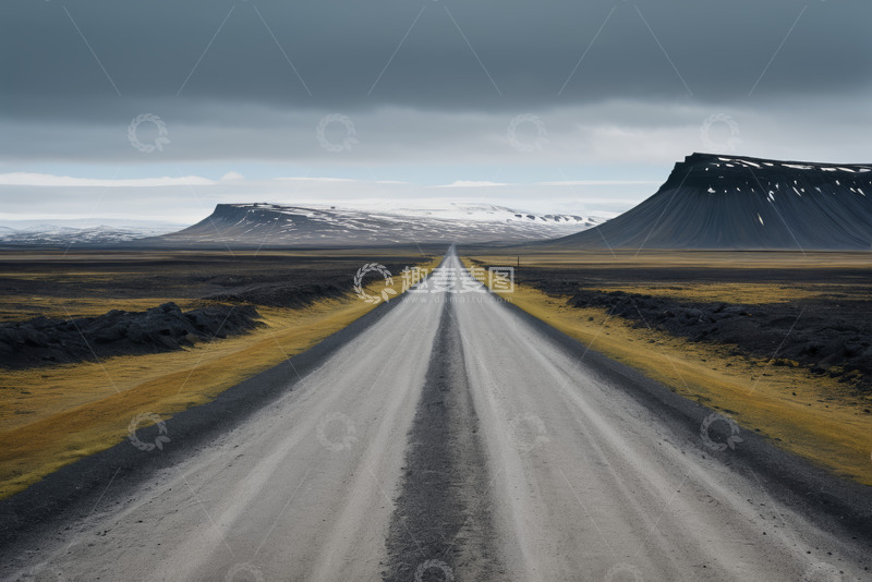 高清大图下载【趣麦麦图】冰岛旷野中的道路风景