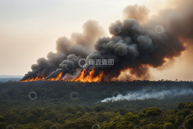 高清大图下载【趣麦麦图】森林火灾浓烟滚滚场景