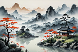 中式山水古风景观