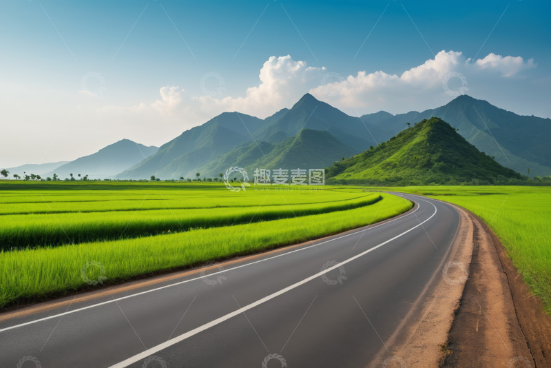 高清大图下载【趣麦麦图】田野间蜿蜒道路自然风光