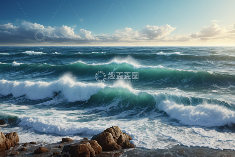 高清大图下载【趣麦麦图】海边波涛汹涌的海浪景观