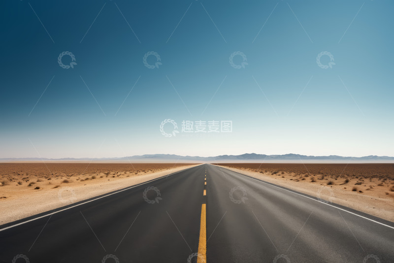 高清大图下载【趣麦麦图】沙漠中延伸的宽阔公路