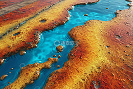 色彩斑斓的地表水流景象
