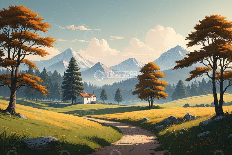 高清大图下载【趣麦麦图】山间田园风景