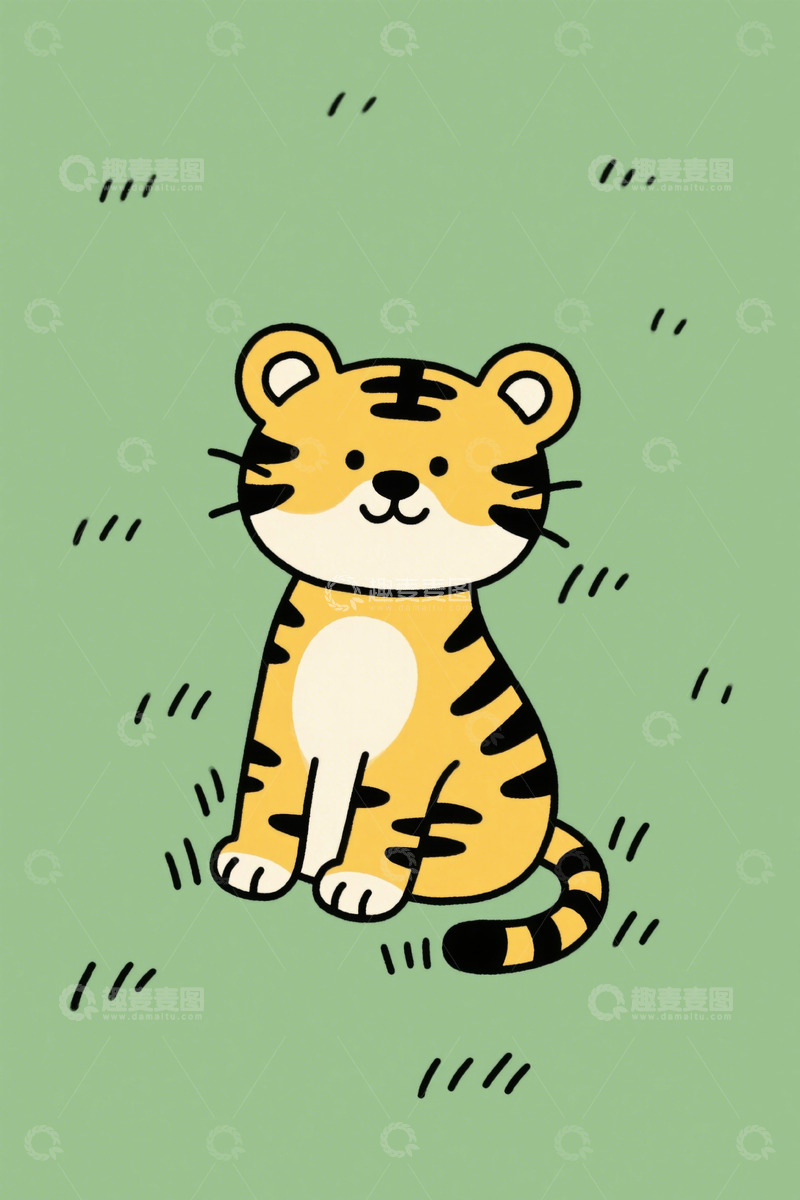 高清大图下载【趣麦麦图】卡通老虎形象插画