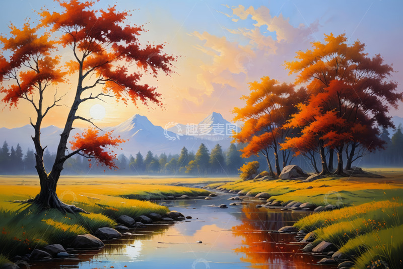 高清大图下载【趣麦麦图】秋日山林溪流自然风光