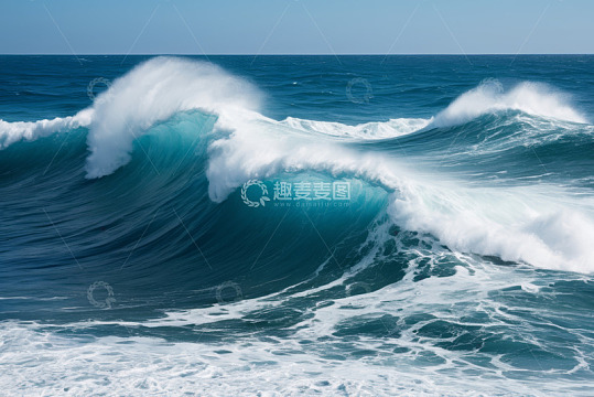 海洋中翻涌的白色浪花