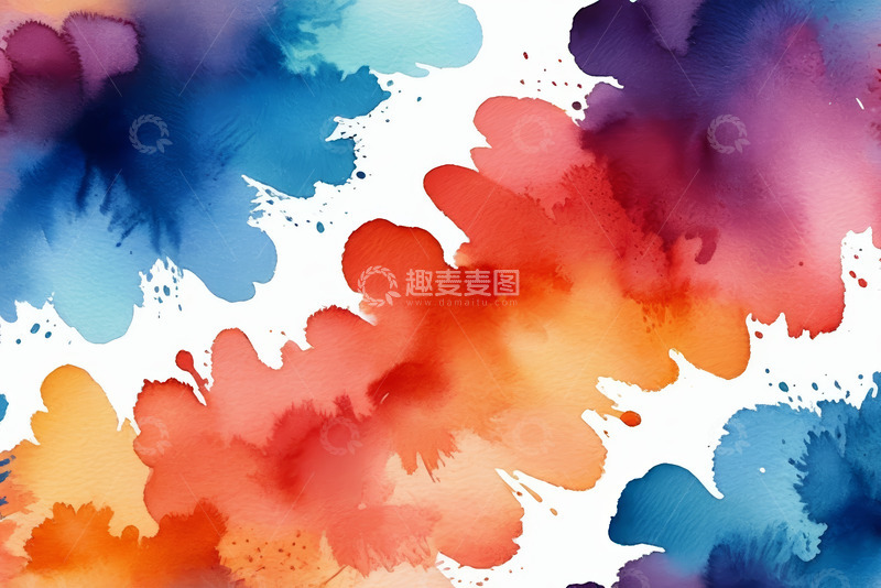高清大图下载【趣麦麦图】多彩水彩笔触背景素材