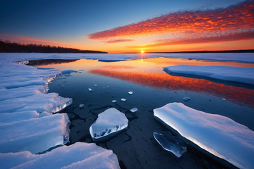 冰面日落自然风光