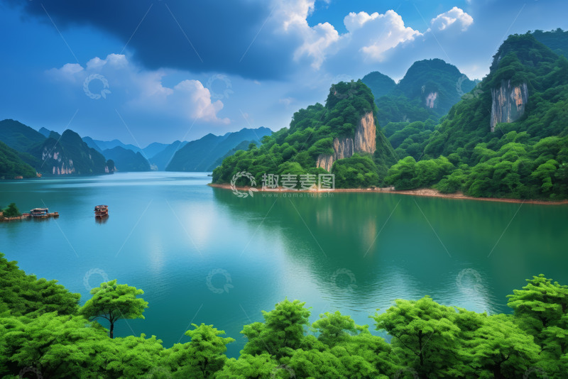 高清大图下载【趣麦麦图】山水相依的自然风光