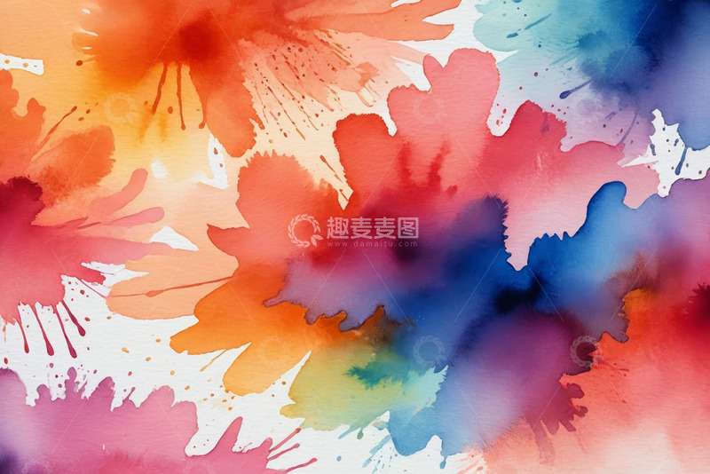 高清大图下载【趣麦麦图】多彩水彩泼墨艺术背景
