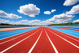 户外彩色跑道全景