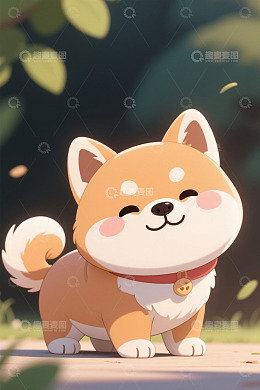 可爱卡通柴犬户外站立形象