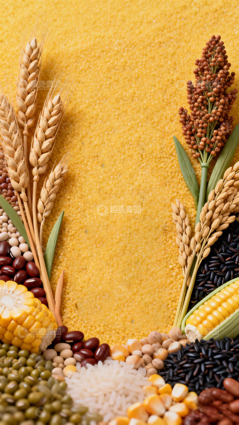 高清大图下载【趣麦麦图】五谷丰登粮食组合展示