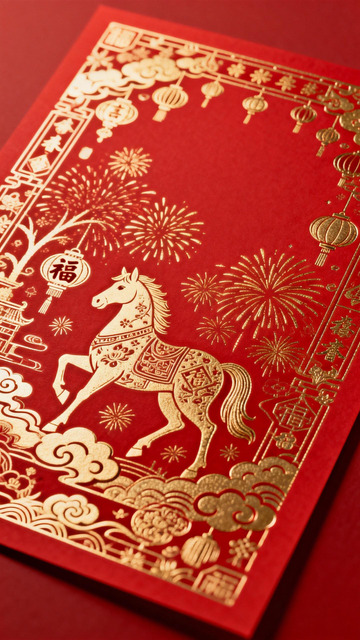 新春佳节马图案红包设计