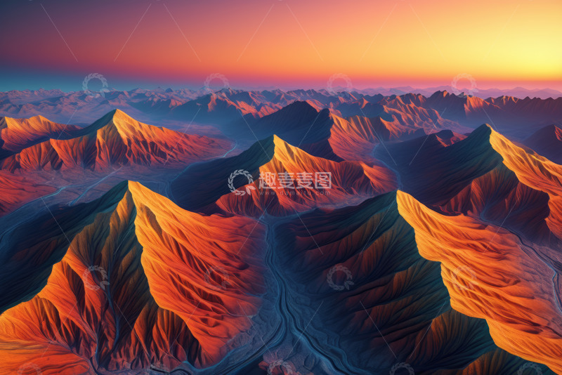 高清大图下载【趣麦麦图】壮丽山脉日出全景