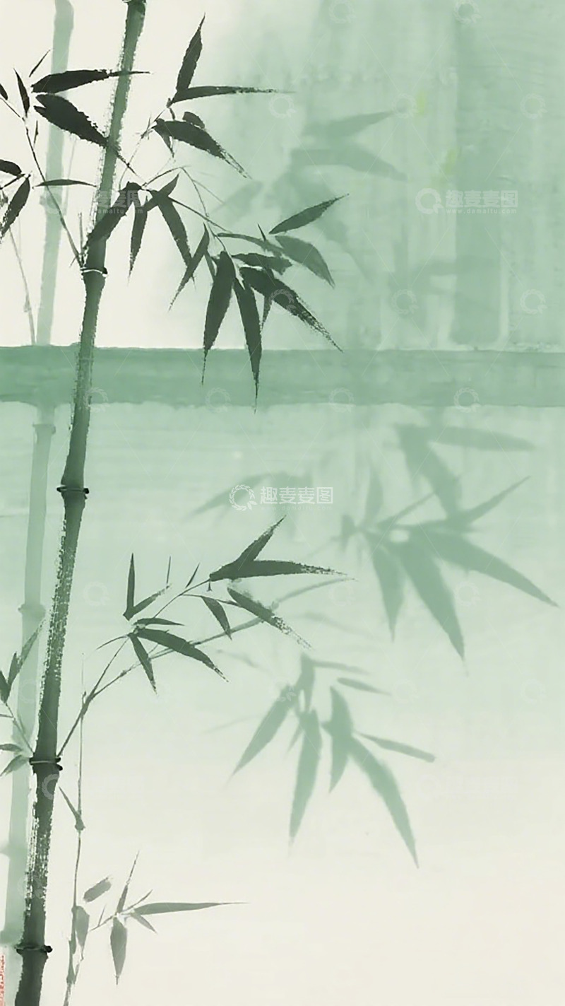 高清大图下载【趣麦麦图】水墨竹景中国画风格