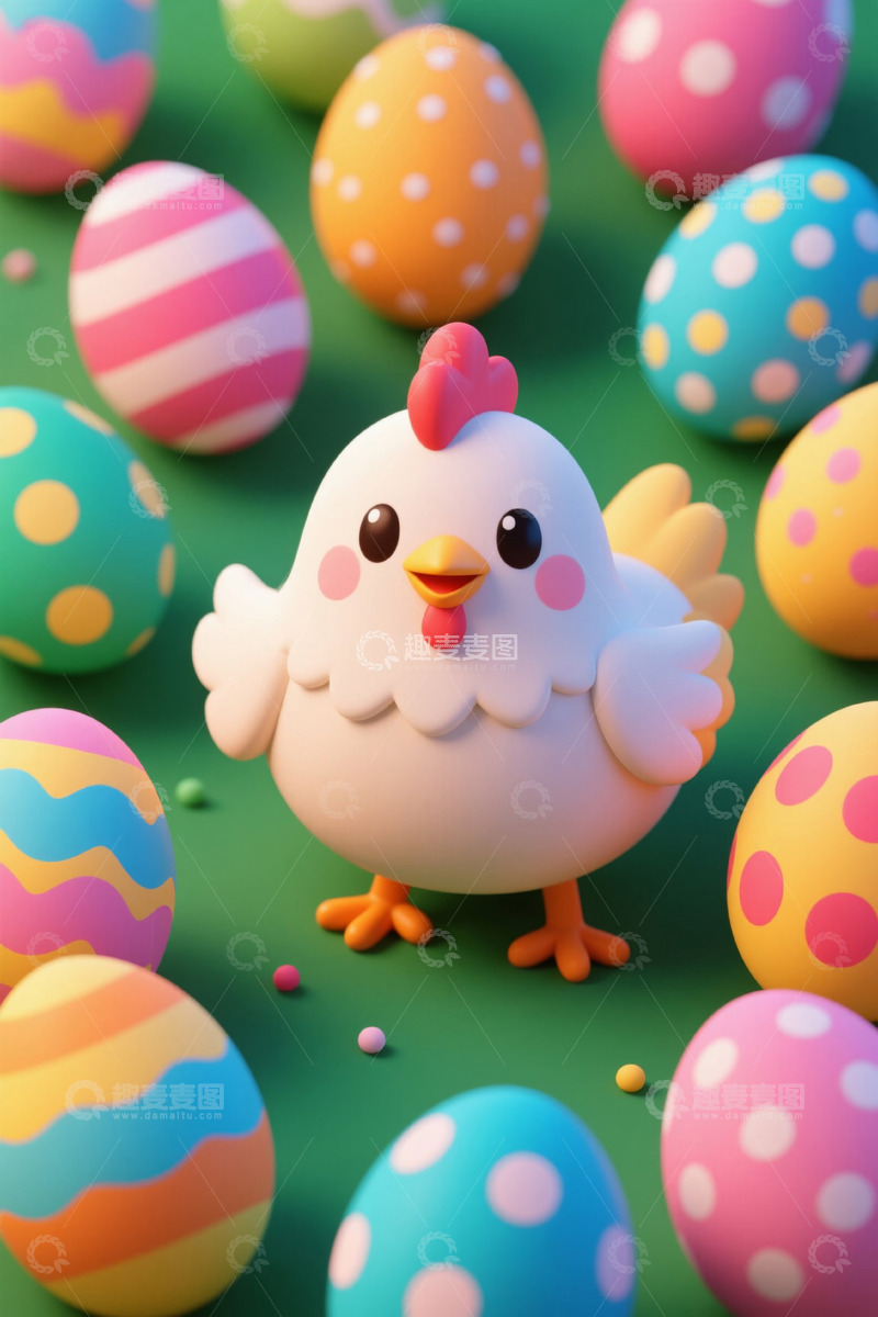 高清大图下载【趣麦麦图】复活节小鸡与彩蛋装饰素材