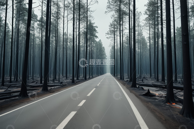 高清大图下载【趣麦麦图】森林中的道路景象