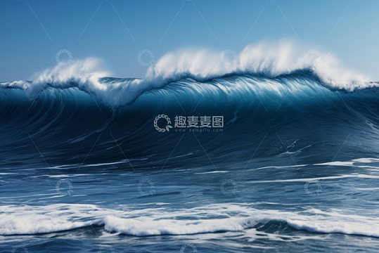 蓝色海洋汹涌波浪