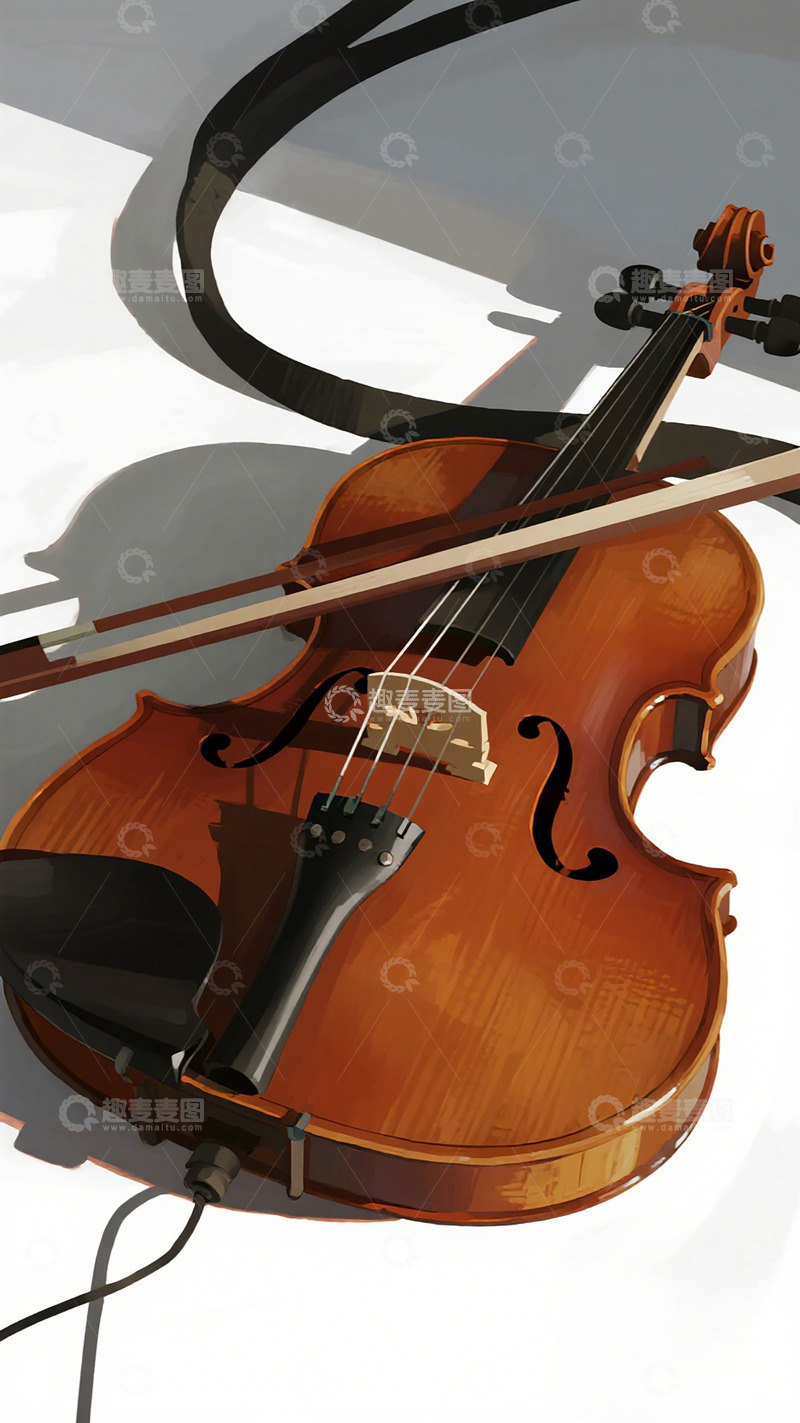 高清大图下载【趣麦麦图】小提琴艺术插画