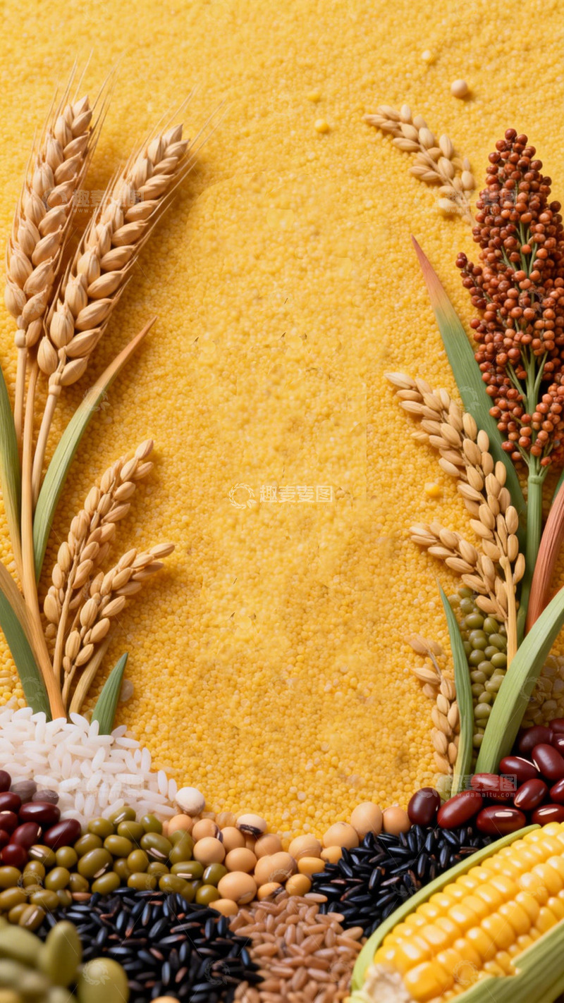 高清大图下载【趣麦麦图】五谷丰登粮食背景图