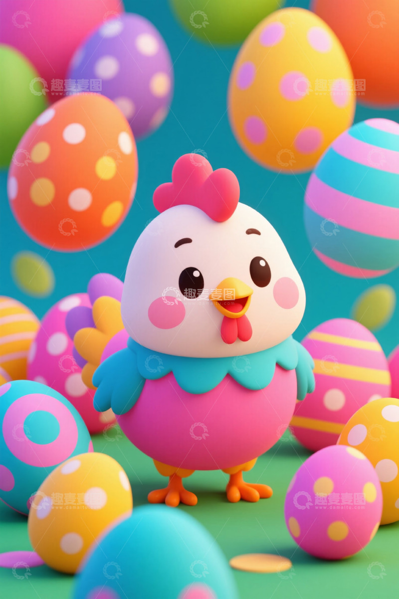 高清大图下载【趣麦麦图】复活节小鸡与彩蛋素材