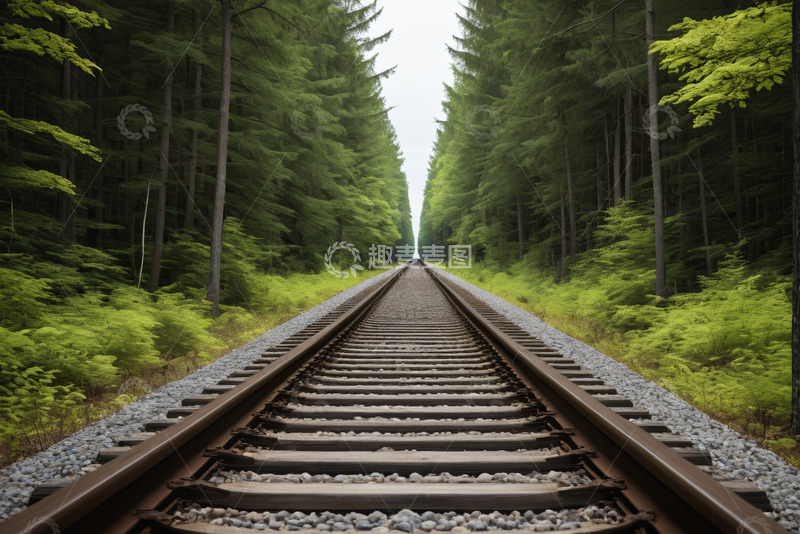 高清大图下载【趣麦麦图】森林中的铁路轨道