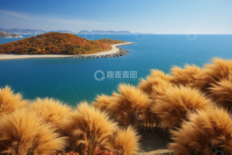 高清大图下载【趣麦麦图】海边秋日岛屿自然风光