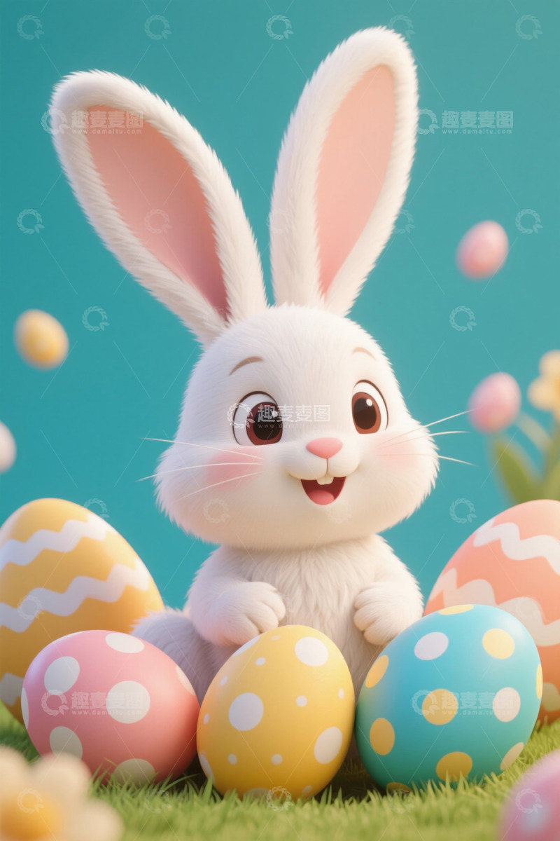 高清大图下载【趣麦麦图】复活节兔子与彩蛋动画图